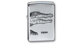 Зажигалка ZIPPO Alligator, с покрытием Brushed Chrome, латунь/сталь, серебристая, матовая, 36x12x56